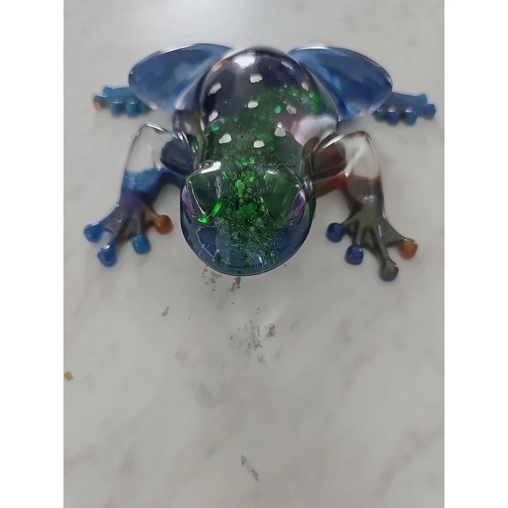 Resin Frog Home Decor Figure Handmade 717 Green Blue